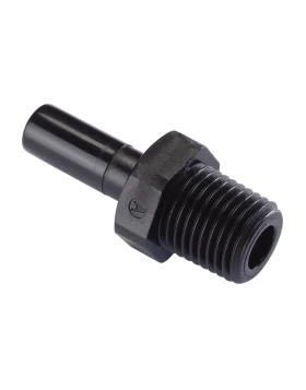 STEM ADAPTER BSPT(R) THREAD R3/8 , TUBE SIZE OD12, BLACK - HCJ12R03B