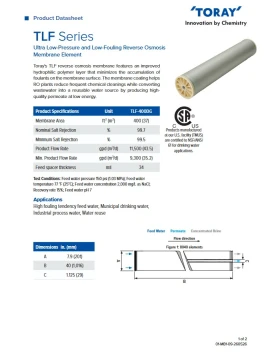 8inch BRACKISH WATER REVERSE OSMOSIS MEMBRANE TORAY (Low Fouling) - TLF-400DG