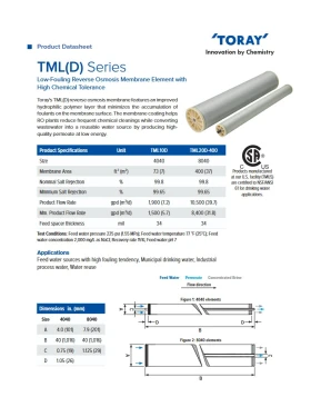 4inch BRACKISH WATER REVERSE OSMOSIS MEMBRANE TORAY (Low Fouling) - TML10D