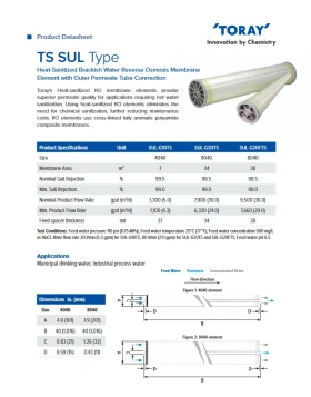 4inch REVERSE OSMOSIS MEMBRANE TORAY HOT SANITIZABLE - SUL-G10TS
