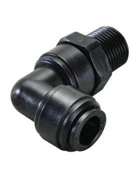 SWIVEL MALE ELBOW BSPT(R) THREAD R3/8 , TUBE SIZE OD8, BLACK - HRPL08R03B