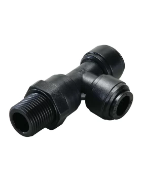 SWIVEL MALE RUN TEE BSPT(R) THREAD R1/2 , TUBE SIZE OD10, BLACK - HRST10R04B