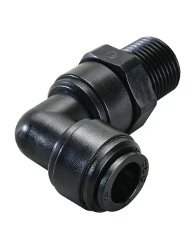 SWIVEL MALE ELBOW BSPT(R) THREAD R1/4 , TUBE SIZE OD6, BLACK - HRPL06R02B
