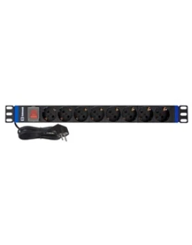 POWER STRIP RACK 19 1U 8 SOCKETS WITH SWITCH 4000W 16A SAFEWEL
