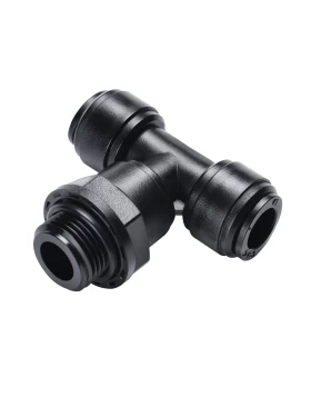 SWIVEL MALE BRANCH TEE BSPP THREAD G3/8 , TUBE SIZE OD12, BLACK - HRPT12G03B
