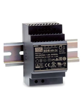 ΤΡΟΦΟΔΟΤΙΚΟ ΡΑΓΑΣ 60W/24VDC/2.5A ULTRA SLIM HDR-60-24 MEAN WELL
