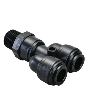 SWIVEL MALE Y BSPP THREAD G3/8 , TUBE SIZE OD12, BLACK - HRWT12G03B
