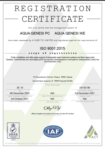 ISO 9001:2015 – Aqua Genesi IKE Quality Certification
