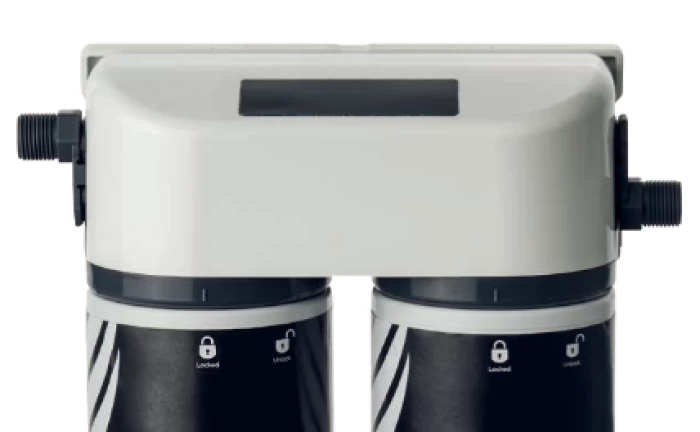 (Preview 1) DOUBLE FILTER HEAD WITH ALARM SYSTEM - 3/8 BSP CONNECTION - INLET LEFT, OUTLET