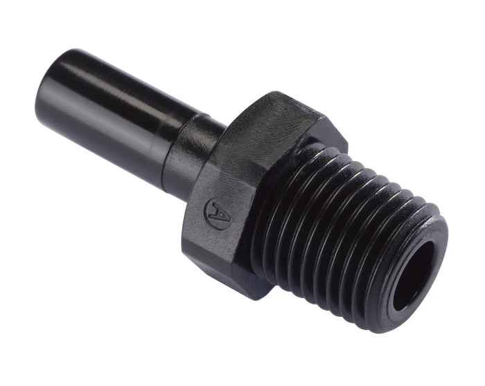 (Preview 1) STEM ADAPTER BSPT(R) THREAD R1/4 , TUBE SIZE OD8, BLACK - HCJ08R02B