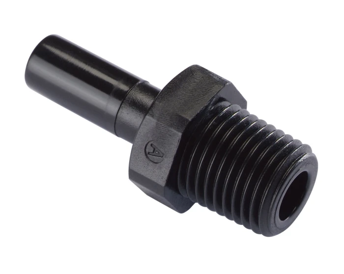 (Preview 1) STEM ADAPTER BSPT(R) THREAD R3/8 , TUBE SIZE OD8, BLACK - HCJ08R03B