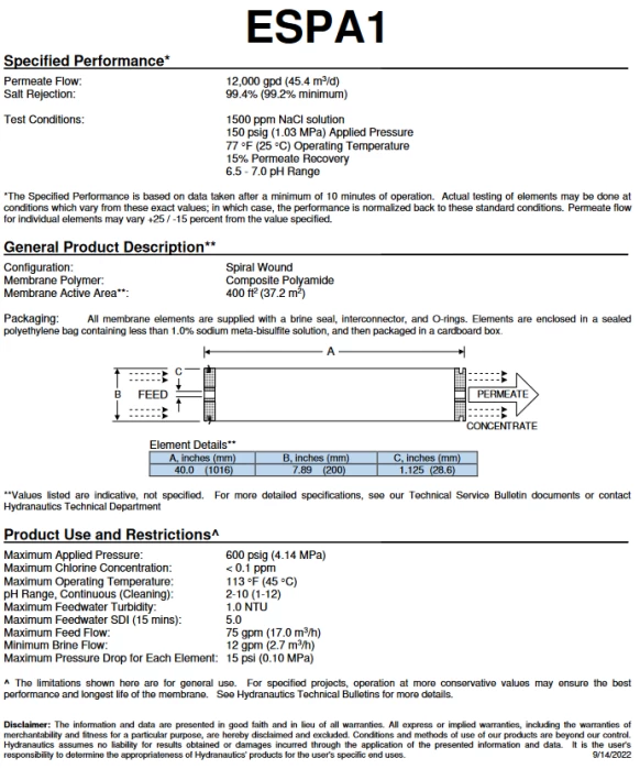 (Preview 2) 8inch BRACKISH WATER REVERSE OSMOSIS MEMBRANE NITTO SERIES ESPA1 (higher perme