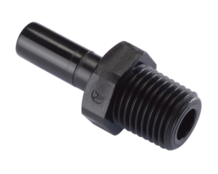STEM ADAPTER BSPT(R) THREAD R1/8 , TUBE SIZE OD6, BLACK - HCJ06R01B